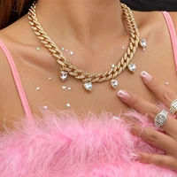 2021 new cubic zirconium charm miami cuban necklace romantic heart pendant necklace suitable for womens punk jewelry