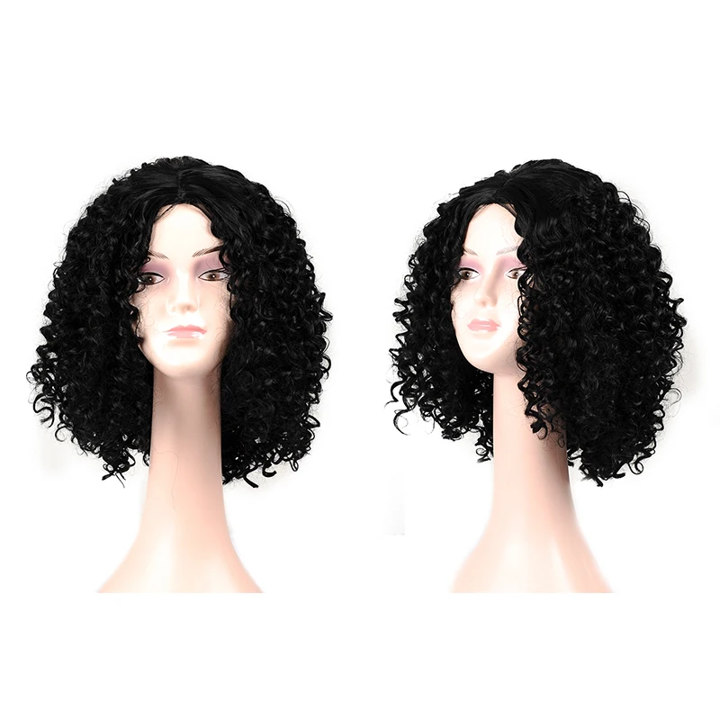 Короткий кудрявый боб парик для черных женщин афро Средняя часть термостойкие