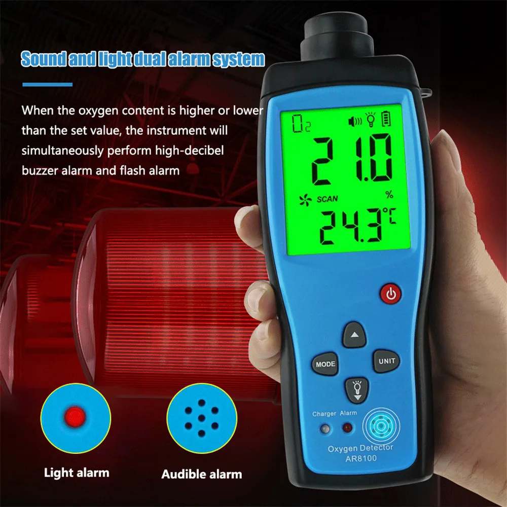 

AUPORO O2 Concentration Meter LCD Digital Display USB Charging Handheld Portable Oxygen Meter Monitor Gas Concentration Tester