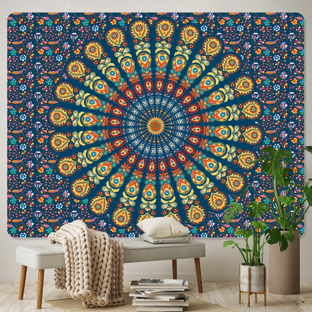 Индийская мандала домашний декор искусственная картина хиппи богемный простыня