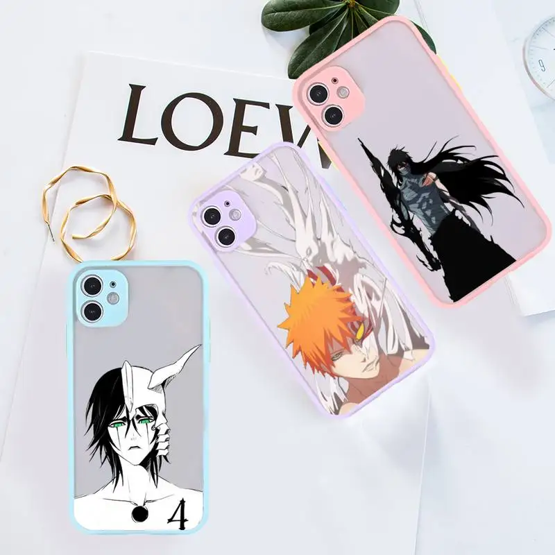 

Anime Japan Bleach Kurosaki Ichigo Phone Case purple matte transparent For iPhone 7 8 x xs xr 11 12 13 pro plus max mini Clear