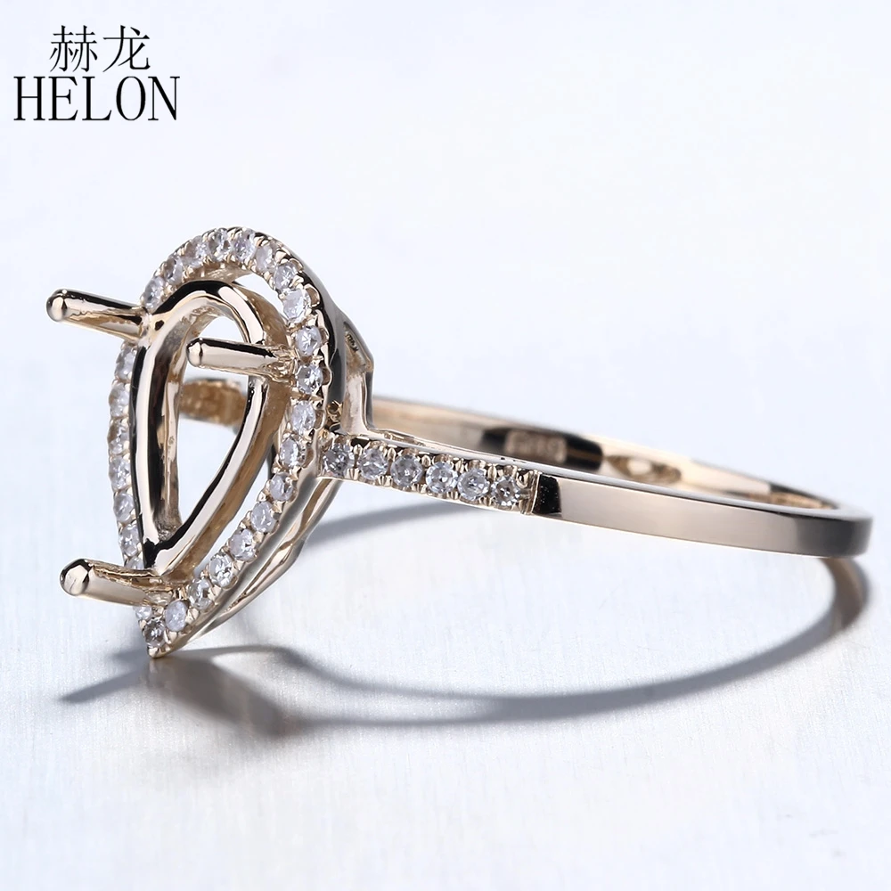 HELON Pear 10x6 мм однотонное 10K желтое золото с натуральными бриллиантами