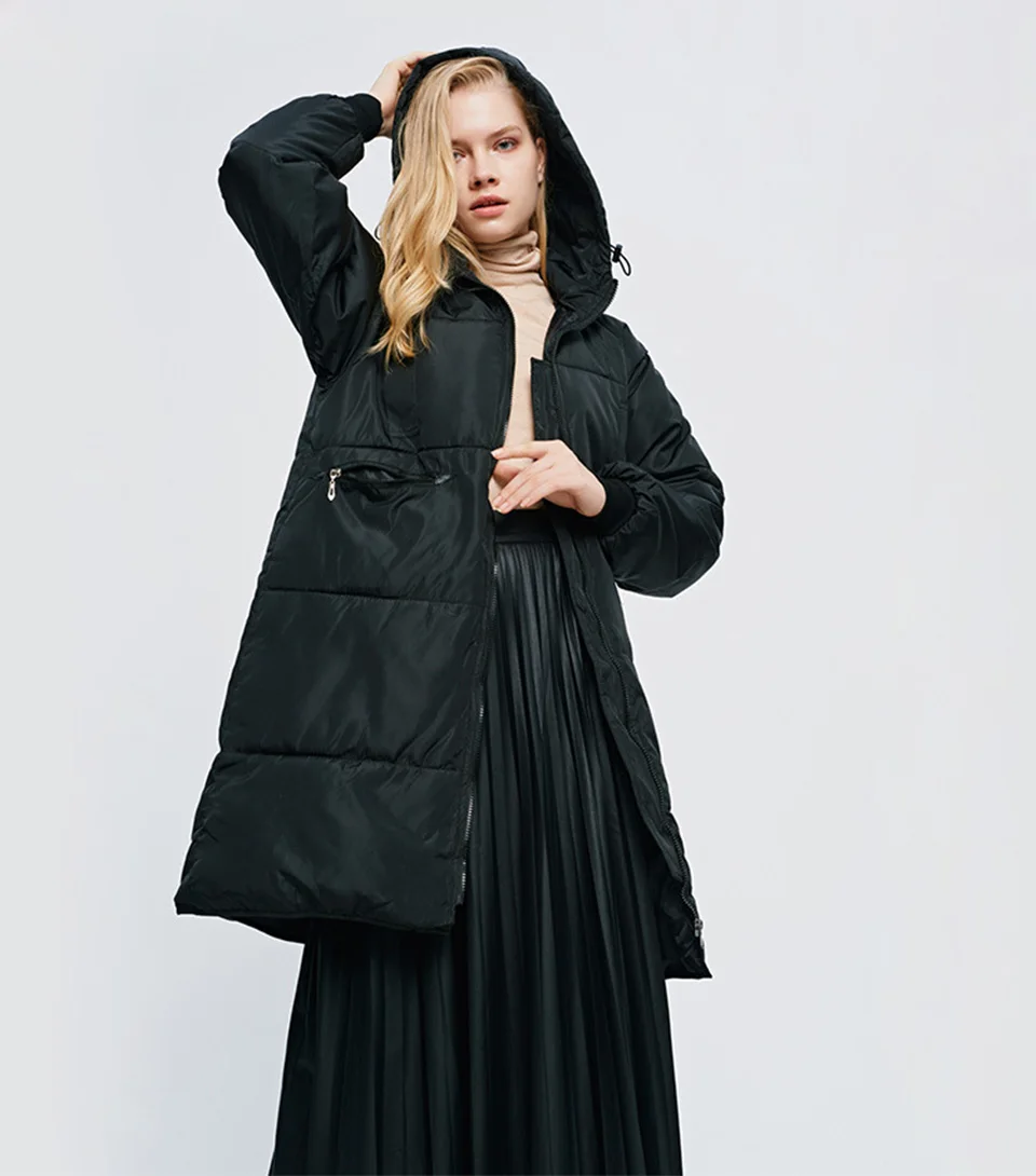 Зимняя женская куртка длинная теплая плотная парка с хлопковой подкладкой и