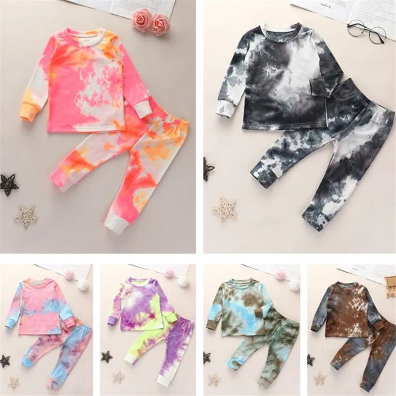 

Toddler Boys Clothes Tie Dye Baby Girls Outfits Long Sleeve Shirts Pants 2 Pieces Winter Fall Clothes for Kids Clothing Set