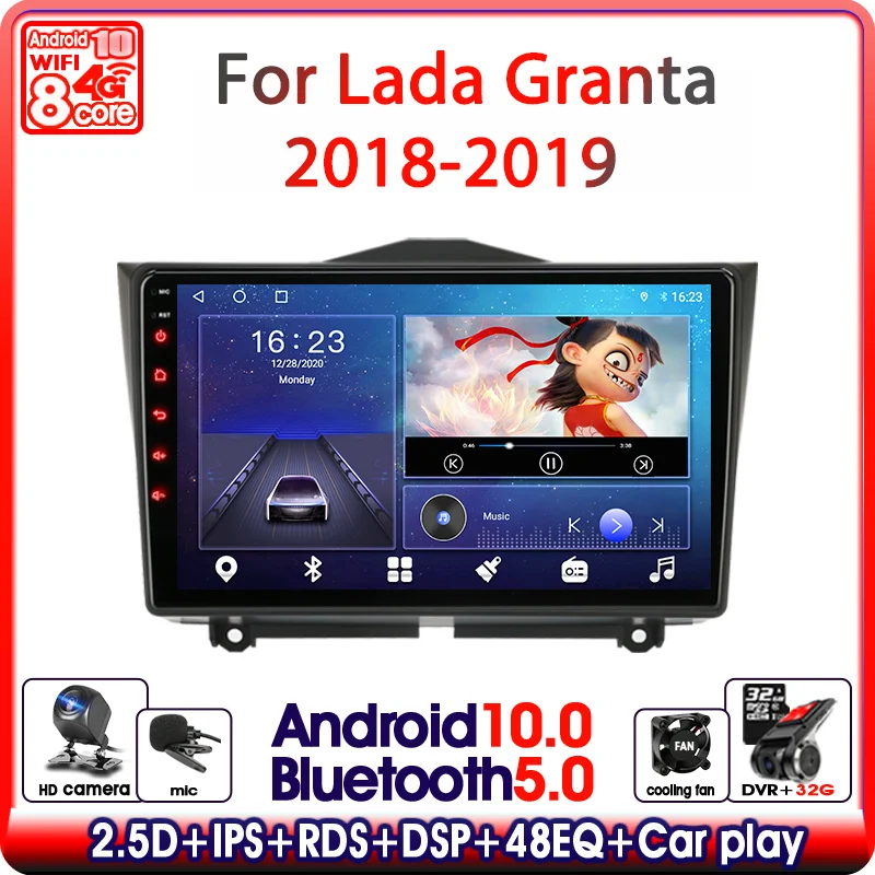 

Multimedia con GPS para coche, Radio con por Carplay, 4+ 32GB, Android 10, navegador, para LADA, vaid2-granta, Cross, 2018, 2019