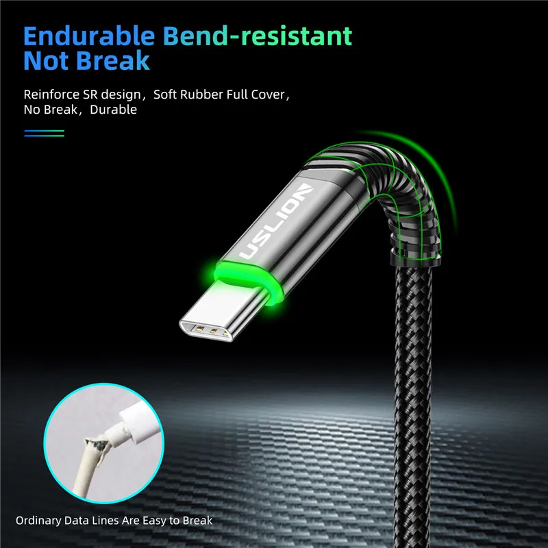 USB кабель USLION типа C Магнитный Быстрая зарядка Type Стандартный зарядный провод для