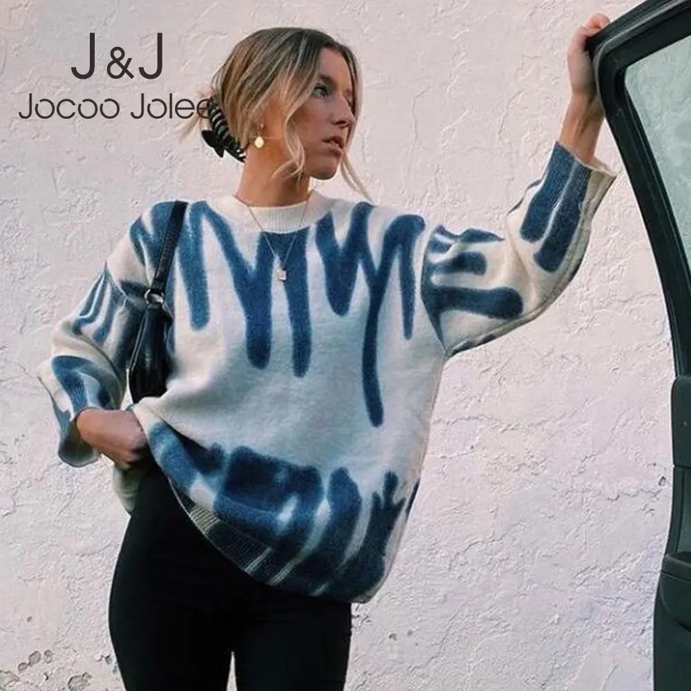

Свободные пуловеры Jocoo Jolee в Корейском стиле Харадзюку, Свитер оверсайз, повседневный элегантный полосатый вязаный джемпер с длинным рукаво...