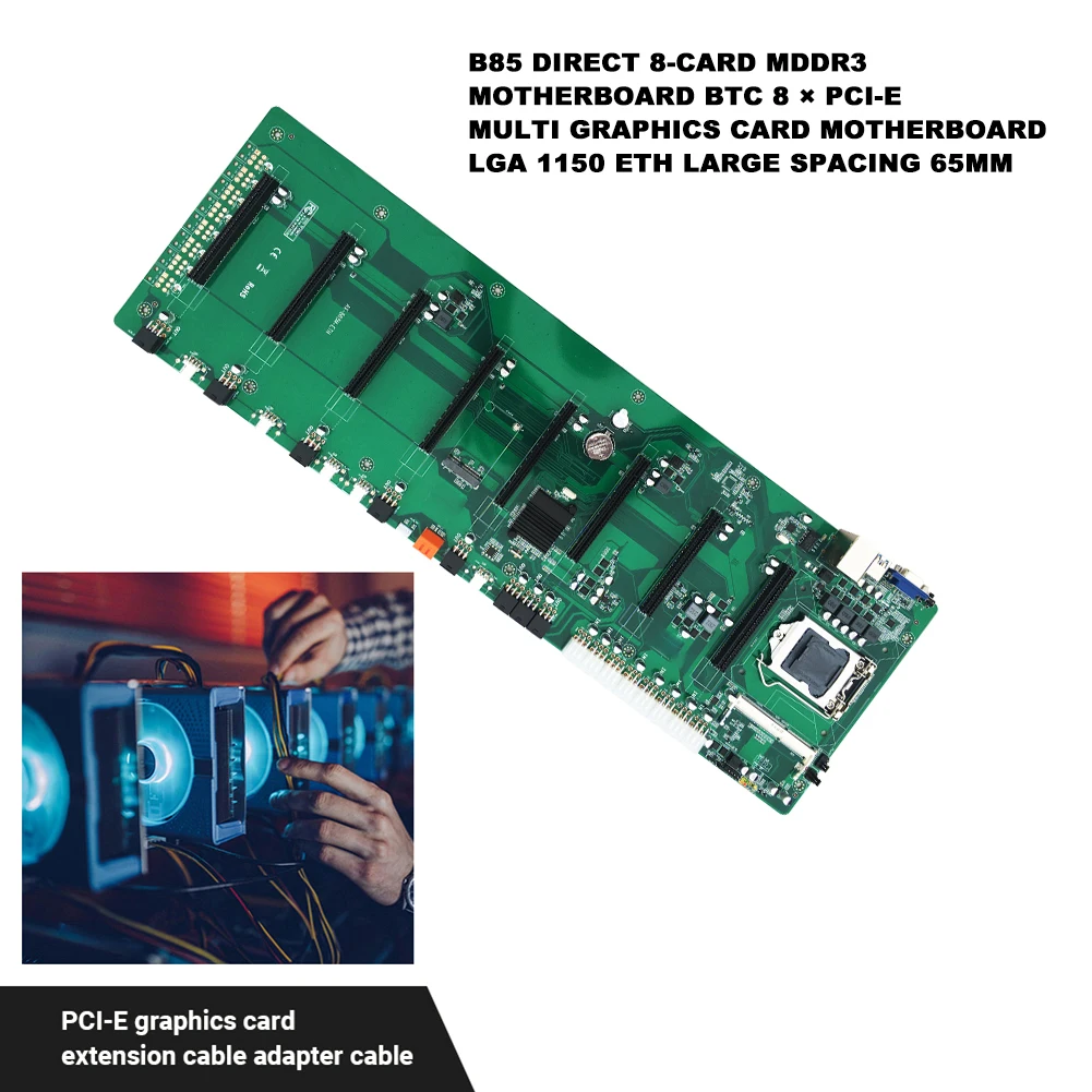 

B85 In-line BTC 8x PCIE Multi Graphics Motherboard Mine Board Memory Integrated Interface Low Power Consumption for PC Computers