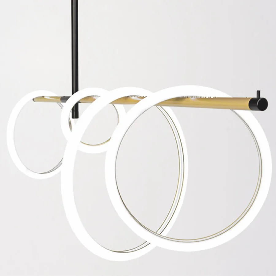 

Anywhere Placed LED Rings Chandelier Lights Artistic Living Dining Room Ceiling Hanging Lamp Kitchen Island Ceiling Chandeliers