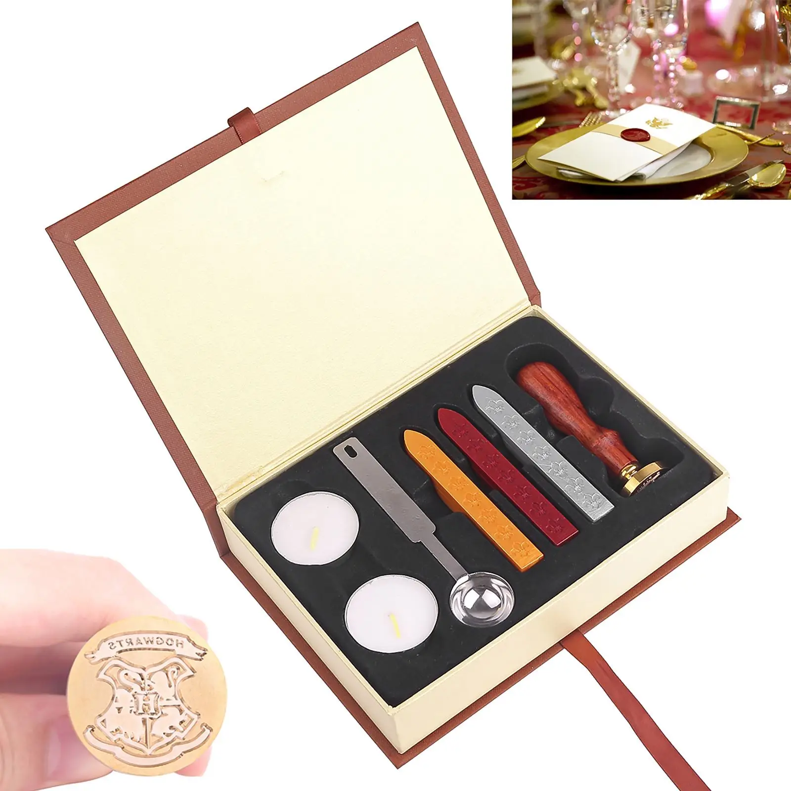 

Natural Non-Toxic And Non-Polluting Wax Seal Stamp Kit Stamps Wood Handle Replace Copper Head Hobby DIY For Wedding Invitations