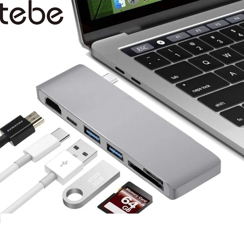 USB концентратор 6 в 1 Type C для MacBook Pro/Air быстрая зарядка 4K HDMI 3 0|USB-хабы| |