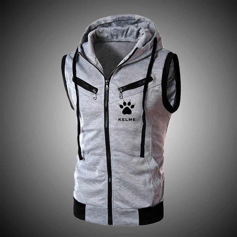 

Мужская куртка без рукавов на молнии, однотонный жилет с капюшоном для фитнеса, мужская летняя одежда, Корейская уличная одежда