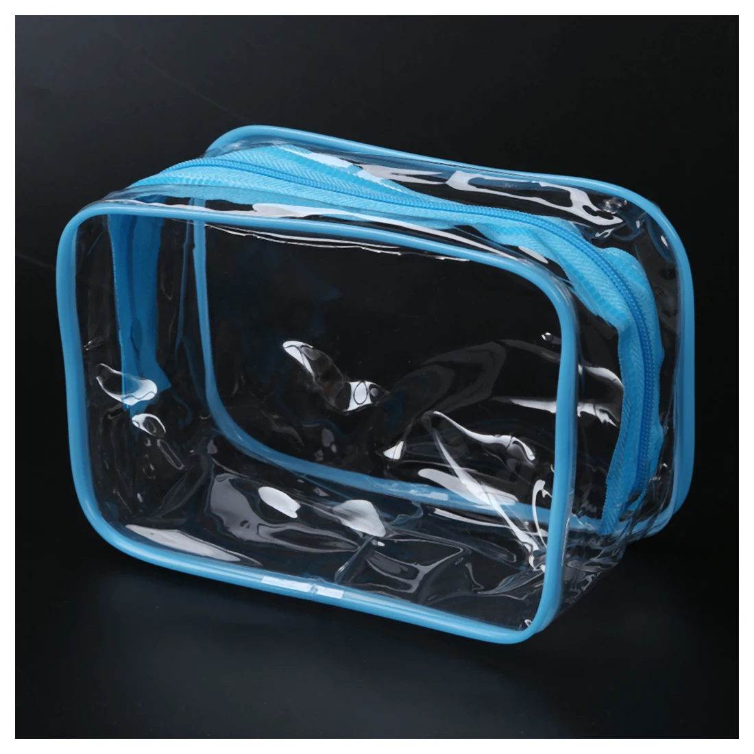 PVC Clear Pouch Travel Bathing Toiletry Zipper Cosmetic Bag Blue S | Багаж и сумки