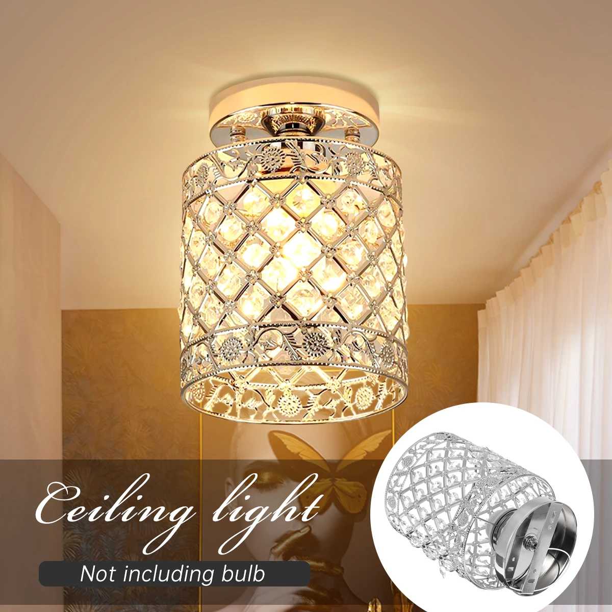 $23.70 Modern crystal ceiling lamps bulb led lamps Living room dining room Golden ceiling lights led lustre ceiling lamps
