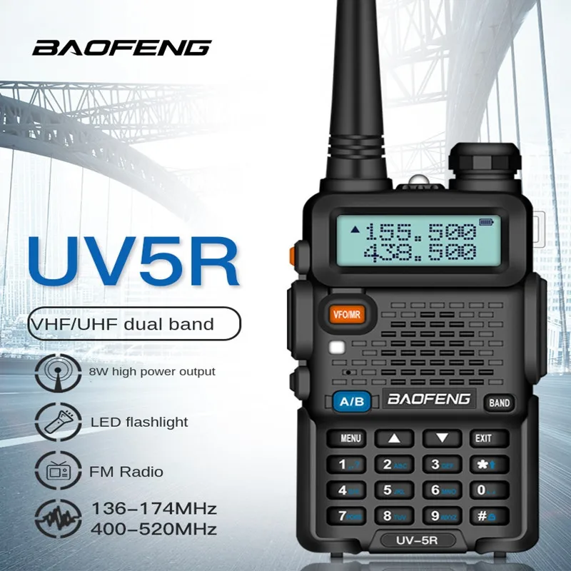 Рация Baofeng UV-5R Talkie UV5R высокомощная Мобильная рация 8 Вт Двухдиапазонная с