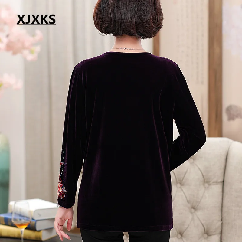 Женская футболка с длинным рукавом XJXKS осенняя свободного размера плюс