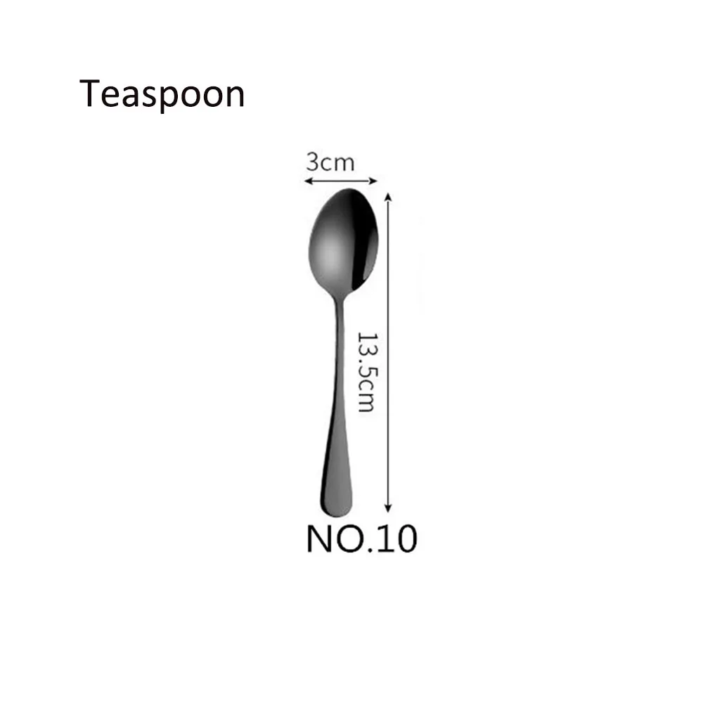 NO10 Teaspoon Обеденный из нержавеющей стали вилка Корея красочные десерт пирог вилка длинная ручка Золотой синий черная Вилка Набор для отеля вечерние Прямая - Цвет: NO10 Teaspoon