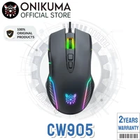 Onikuma CW905 Black RGB Wired Gaming Mouse USB Game Mice Buttons Design Breathing LED Colors for Laptop Gamer
