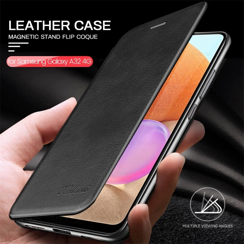 

Кожаный магнитный чехол-книжка для samsung galaxy a32 a 32 32a 4g sm-a325f/ds 6,4''