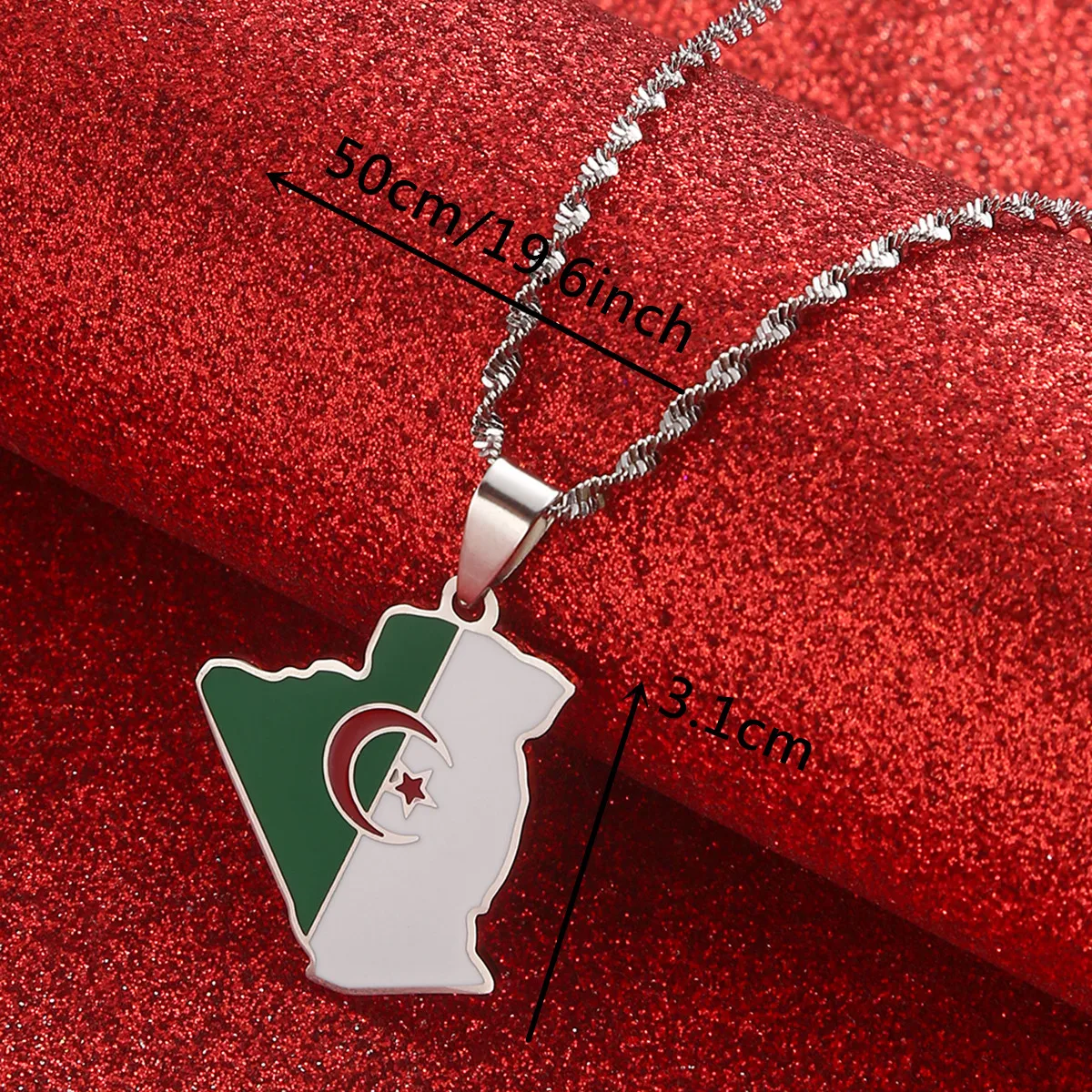 Эмалевые ожерелья из нержавеющей стали с Алжирской картой серебристые и