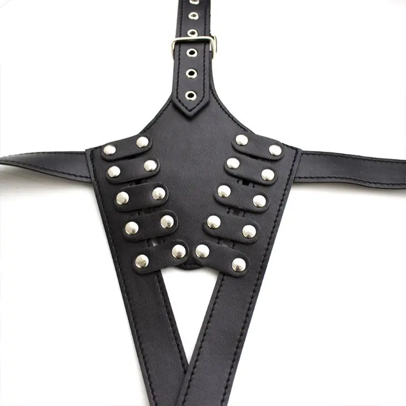 

X3UE Womens Sexy Adjustable Faux Leather Full Body Harness Lingerie Exposed Breast Caged Bondage Belt Collar Choker Adult Erotic
