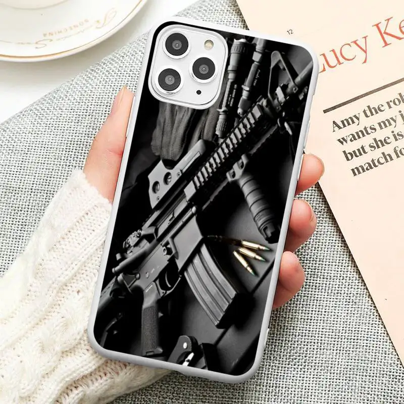 

Rifles AR 15 Guns Phone Case Candy Color for iPhone 6 6S 7 8 11 12 XS X SE 2020 XR mini pro Plus MAX cover funda shell