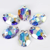 high quality all size sew on ab crystal oval sew on stones flatback sewing glass crystal rhinestone jewelry beads for clothing