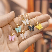 xp bohemian cute butterfly choker necklace for women acrylic gold color clavicle choker necklaces 2020 fashion jewelry new