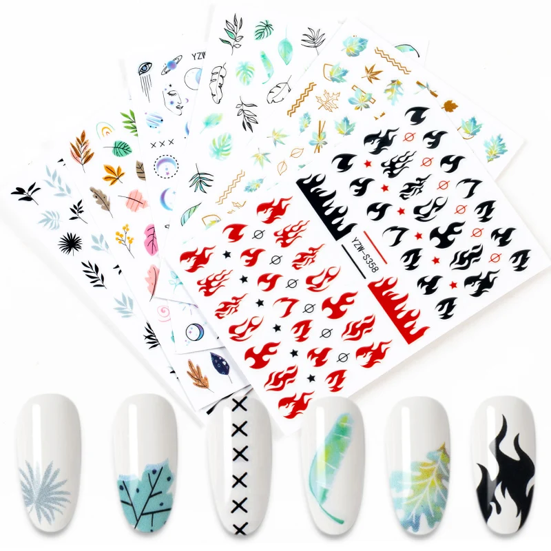 

3D черные и красные дизайнерские наклейки для ногтей, слайдеры, аксессуары для маникюра, наклейки «сделай сам», украшения для ногтей, инструм...