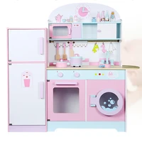 Childrens Enlightenment Wooden Large Kitchen Refrigerator Stove Fruit Early Education Parent-child Puzzle Pretend Play Toys