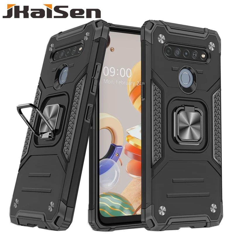 

JKaiSen Shockproof Bracket Phone Case For LG Q61 Q630 Car Holder Magnetic Ring Protection Cover For LG Velvet Back Caso
