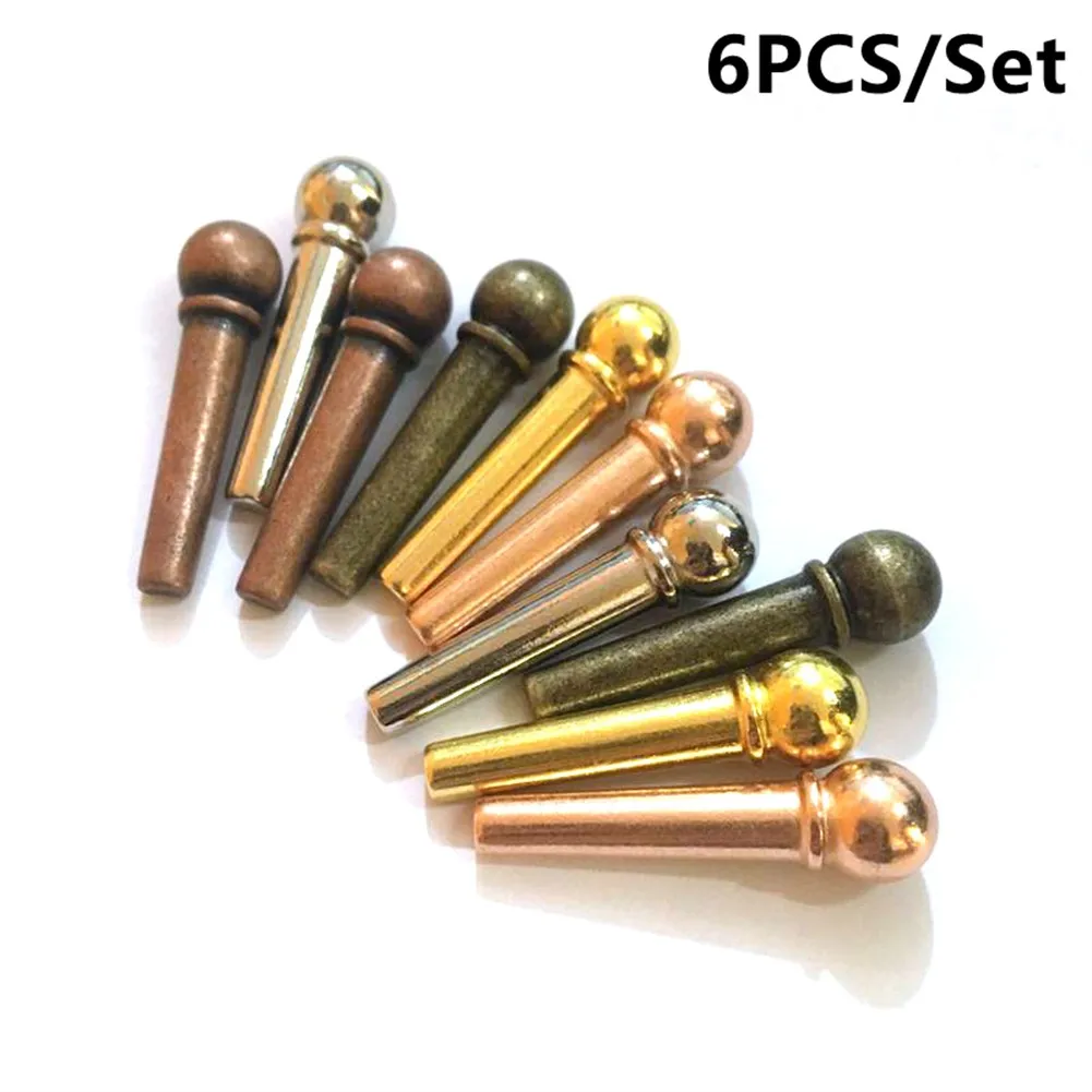 

6Pcs Copper Guitar Bridge Pins Acoustic Guitars Strings Fixed Cone Saddle Nut 6-String Pins 28mm Folk Guitar Parts Accessories