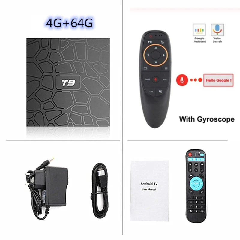 4GB64GB Add G10S Android 9,0 ТВ приставка T9 ТВ приставка 4GB 64GB T9 RK3328 RK3318 Четырехъядерный 4G/32G USB3.0 Смарт 4K ТВ приставка 2,4G/5G двойной wifi BT4.0 - Цвет: 4GB64GB Add G10S