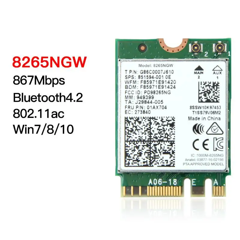 Беспроводной двухдиапазонный адаптер для Intel AX200 WiFi 6 802.11ax/ac 2400 Мбит/с NGFF M.2 Key E