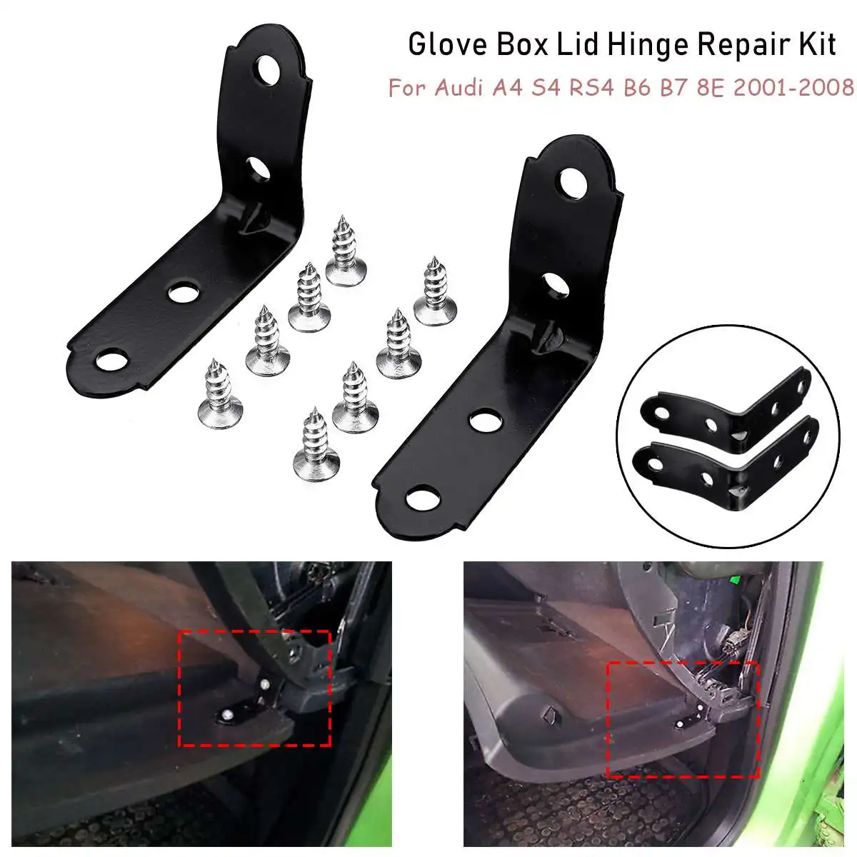 1 комплект скоб Для петель + 8x винты для ремонта крышки перчаточного ящика с