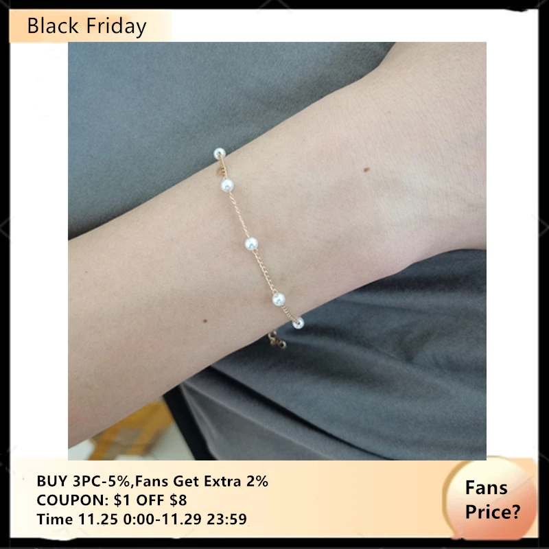 

KOJ Korean 1PC Elegant Color Gold/Silver Pearls Bracelet/Necklace Luxury Temperament Clavicle Chain Women Couple Jewelry Gifts