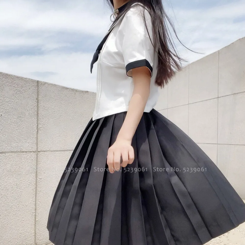 Japanese Style Girl JK Suit Kawaii T-shirt Pleated Skirt School Women Navy Sailor Tops Uniforms Set Korean Anime Cosplay Costume |