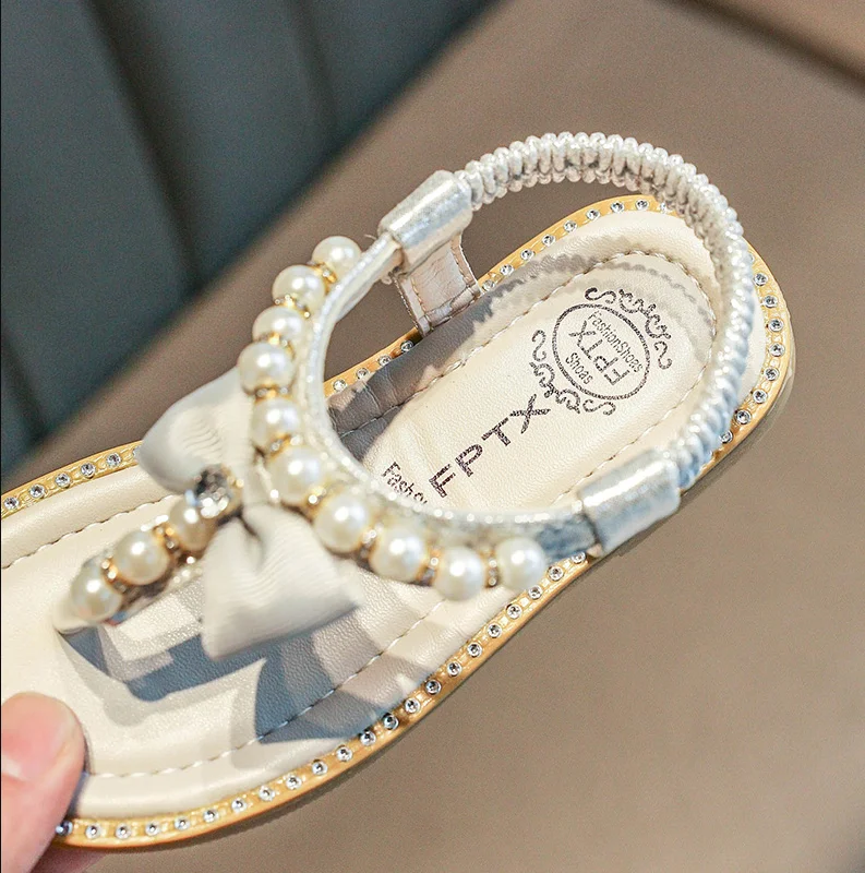 Сандалии для девочек летняя детская обувь с жемчугом принцессы сандалии