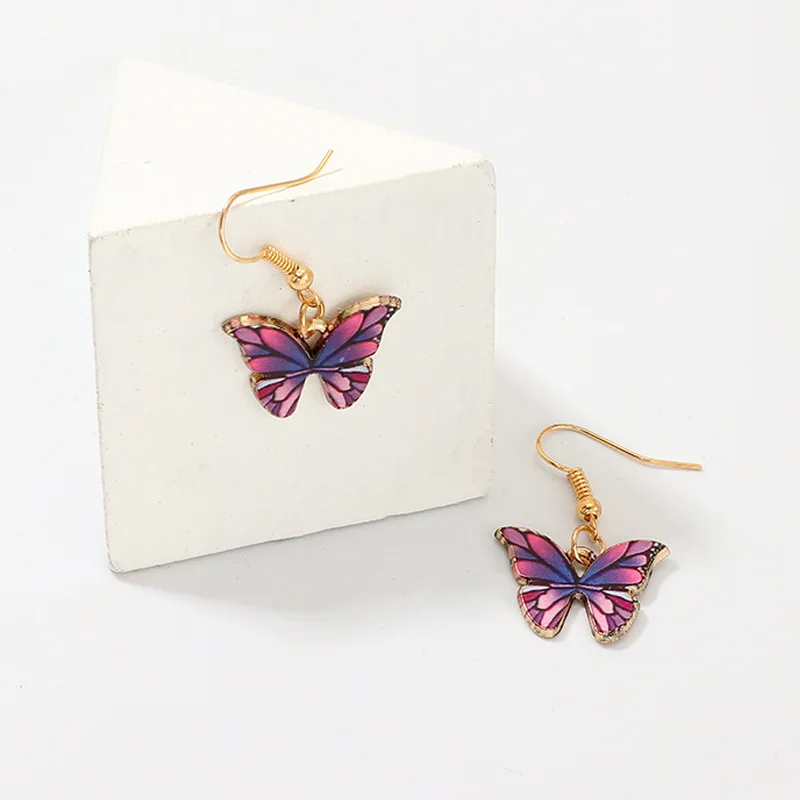 Женские красочные серьги подвески с эмуляцией бабочки из сплава изящным