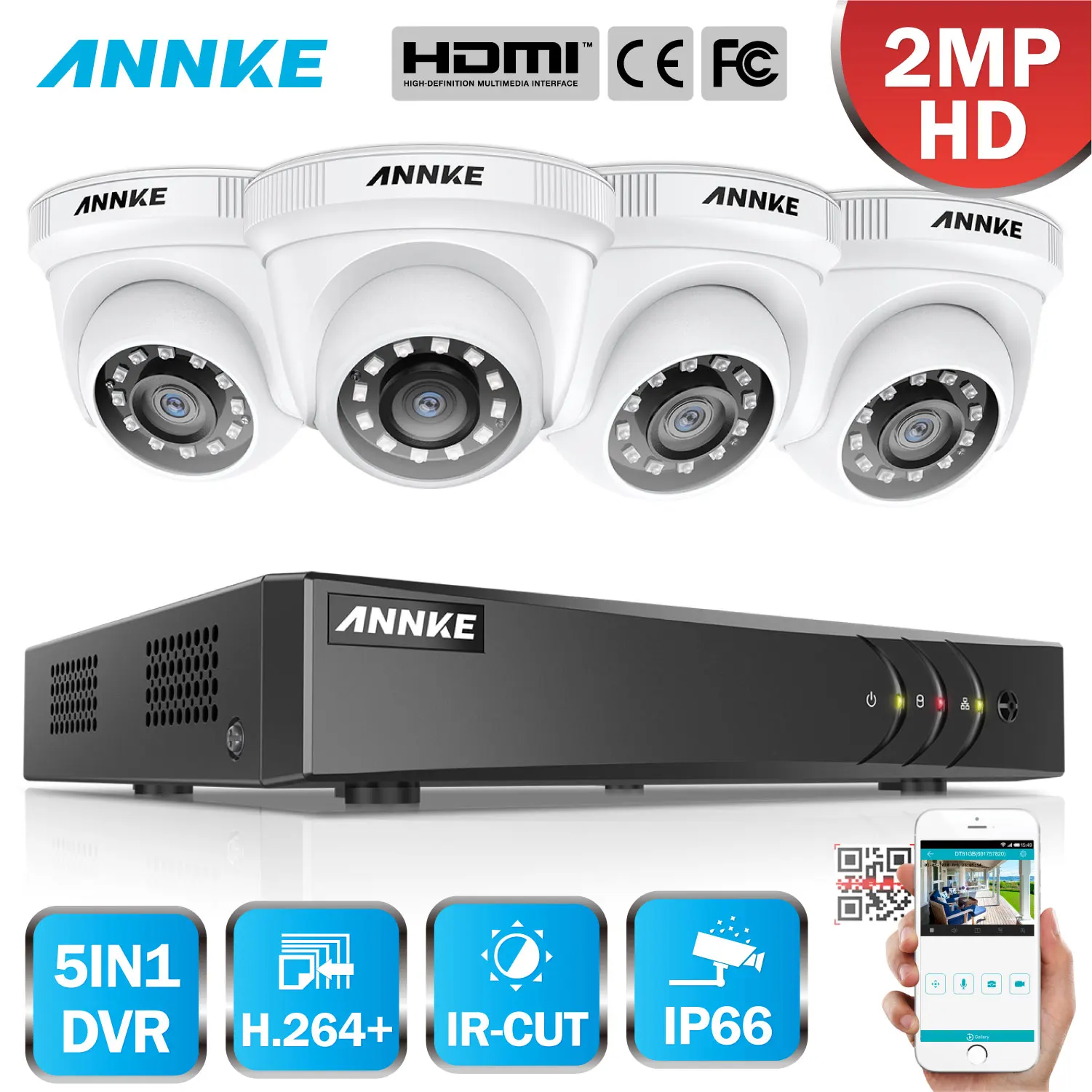 ANNKE 1080P 8CH домашняя видео система безопасности Lite H.264 + 5in1 1080N DVR 4 шт. Смарт ИК