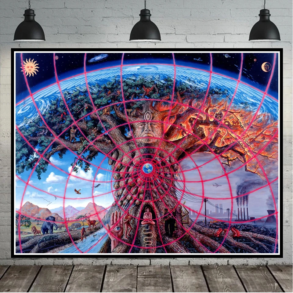 Художественные плакаты и принты Trippy Tree Life психоделические визуальные