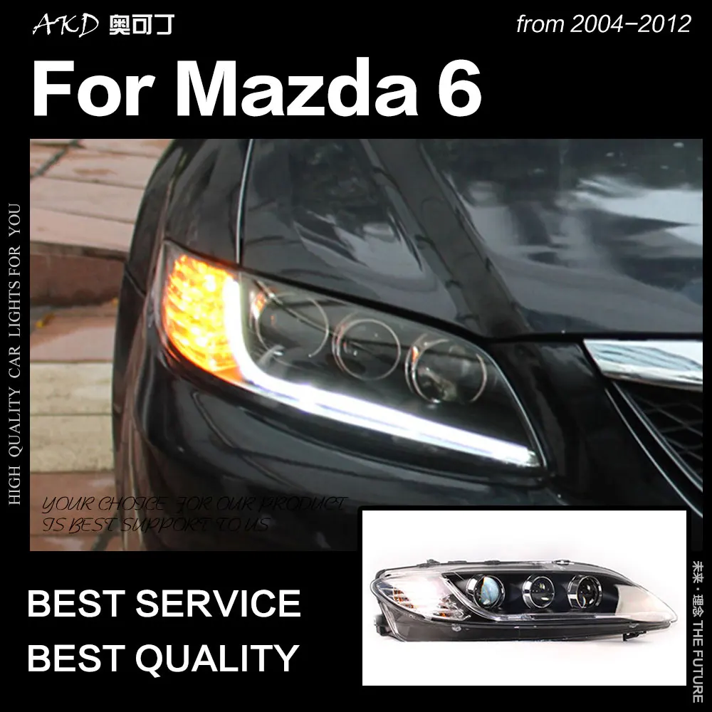 AKD автомобильный Стайлинг для Mazda 6 фары 2004-2012 светодиодные Mazda6 ДХО Hid Angel Eye