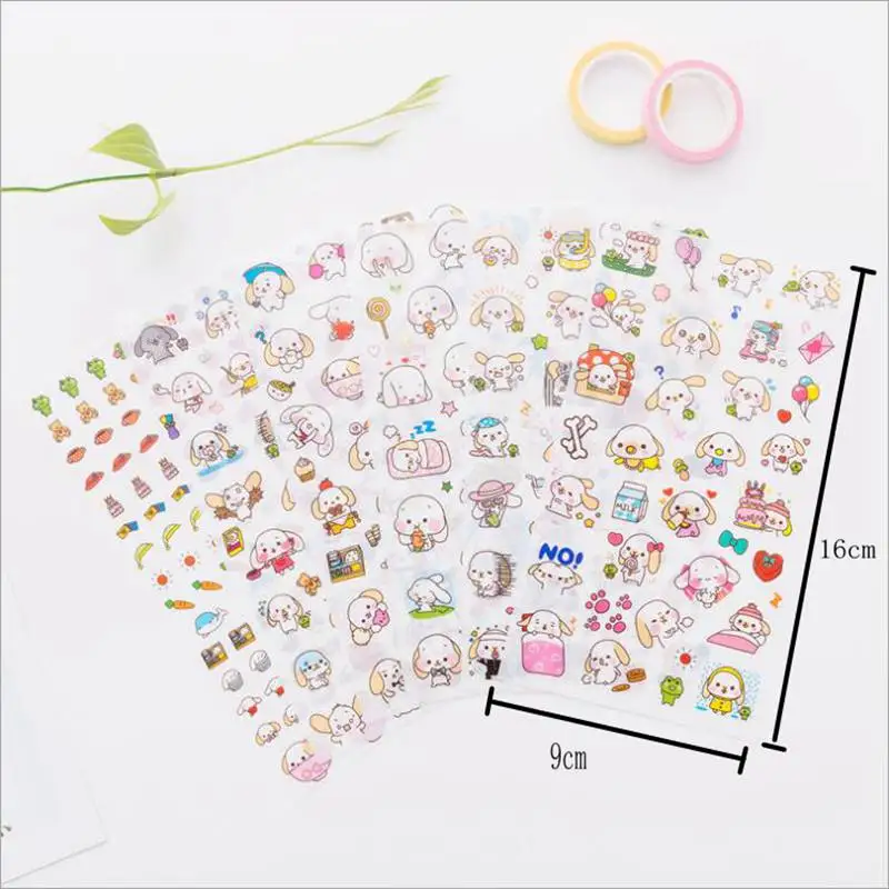 

6pcs/pack cartoon animals Kawaii Cute Draw Decorative Korean Stickers Scrapbooking Stick Label Diary Stationery Album Stickers