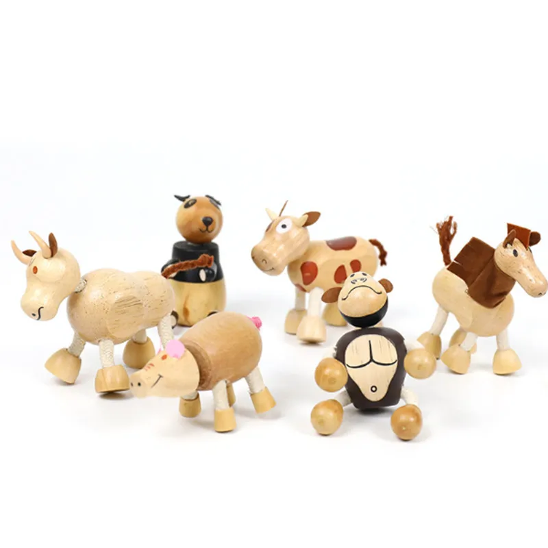 

Wooden Simulation 3D Animal Building Blocks Forest Farm Animal Dolls Preschool Children's Early Education Montessori Toys