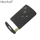 Okeyetch оболочка для автомобильных ключей, 4 кнопки для Renault Laguna Koleos Megane Fob, чехол для смарт-карт со вставкой маленького лезвия для ключа