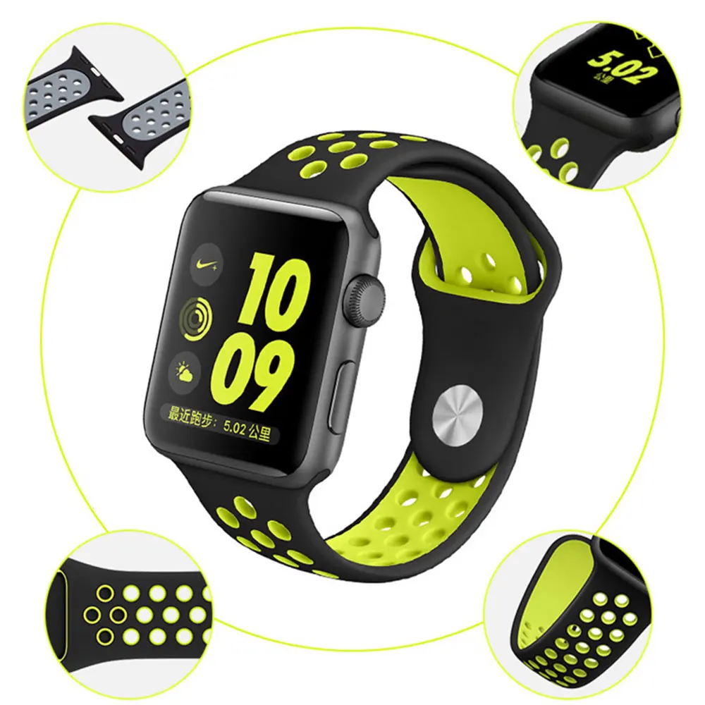 KISSCASE спортивный силиконовый ремешок для apple watch 4 3 2 1 42 мм 38 резиновый Nike + 40 44