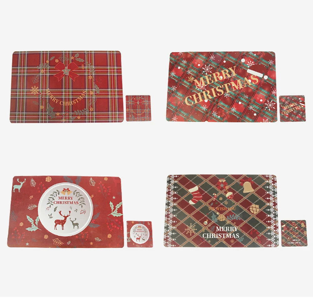

2022 Рождественское украшение, креативные рождественские коврики из ПВХ с принтом, коврики для подставок, 12 шт.