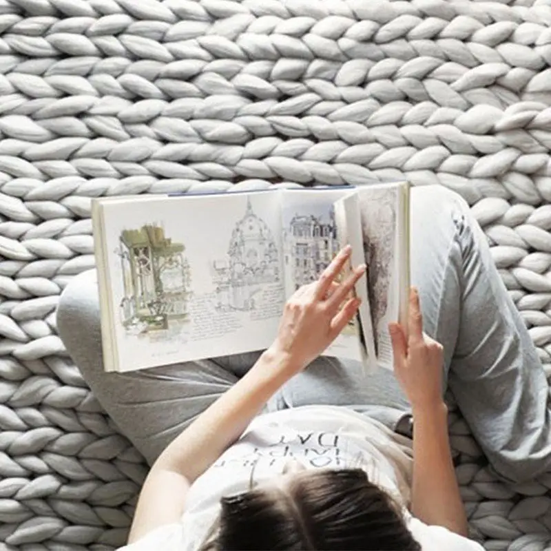 Super Knitting Blanket Chunky Yarn Soft Thick Arm Roving Bulky Merino Wool Yarns DIY Crochet Thread Knit Blankets Hat Scarf 25 | Дом и сад