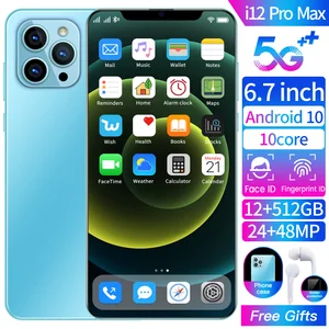 global version unlocked cellphone i12 pro max 12gb512gb 6 7inch 3g 4g 5g phones android 10 0 celular mobilephone smartphone free global shipping
