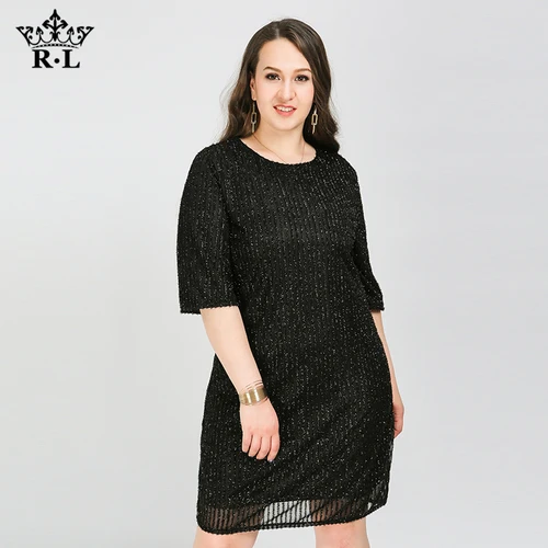 TUHAO, большие размеры, 8XL, 7XL, 6XL, 3XL, элегантные черные платья для мам, летние, большие размеры, повседневные, яркие, свободные, вечерние, офисные, женские, WM65 - Цвет: Черный